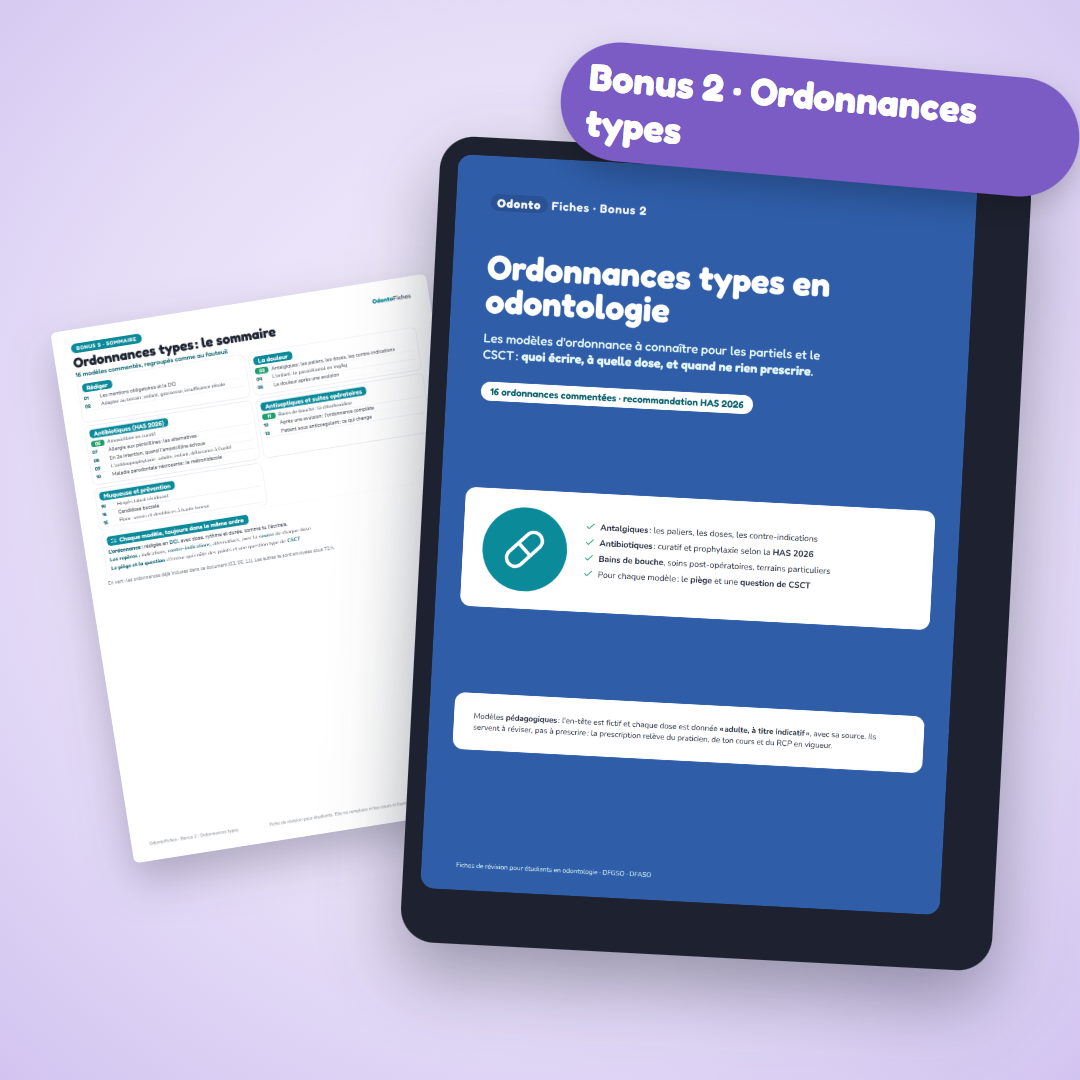 Bonus Ordonnances types en odontologie